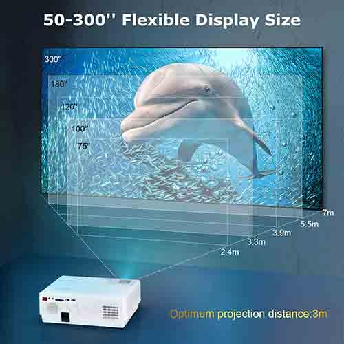 WiMiUS P28 Projector display size